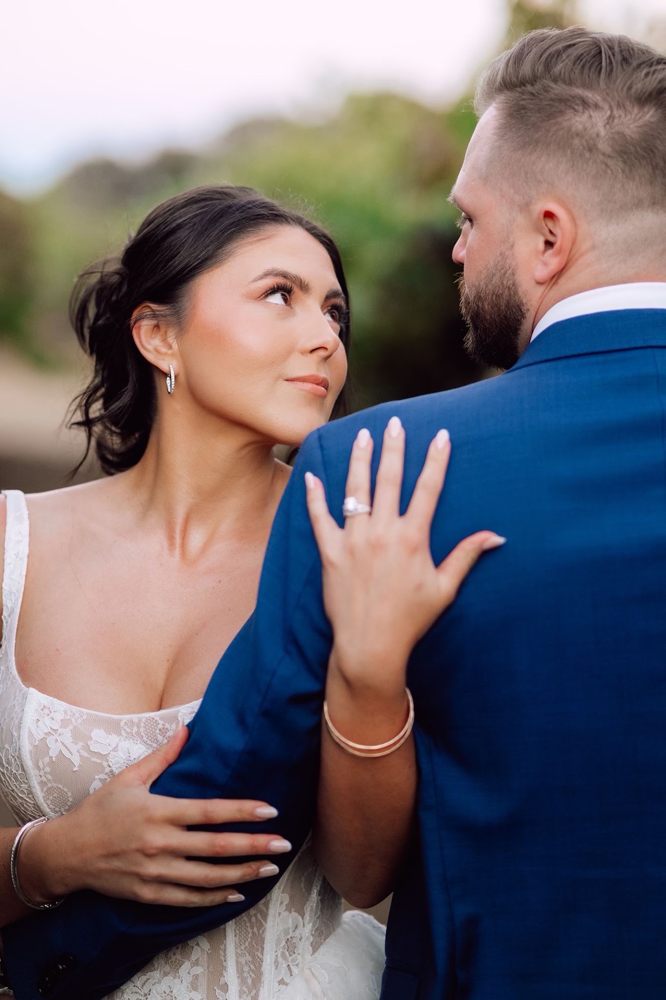 Diamond Bride Experience — bride in a lace gown with soft glam makeup by Maddy Donohue